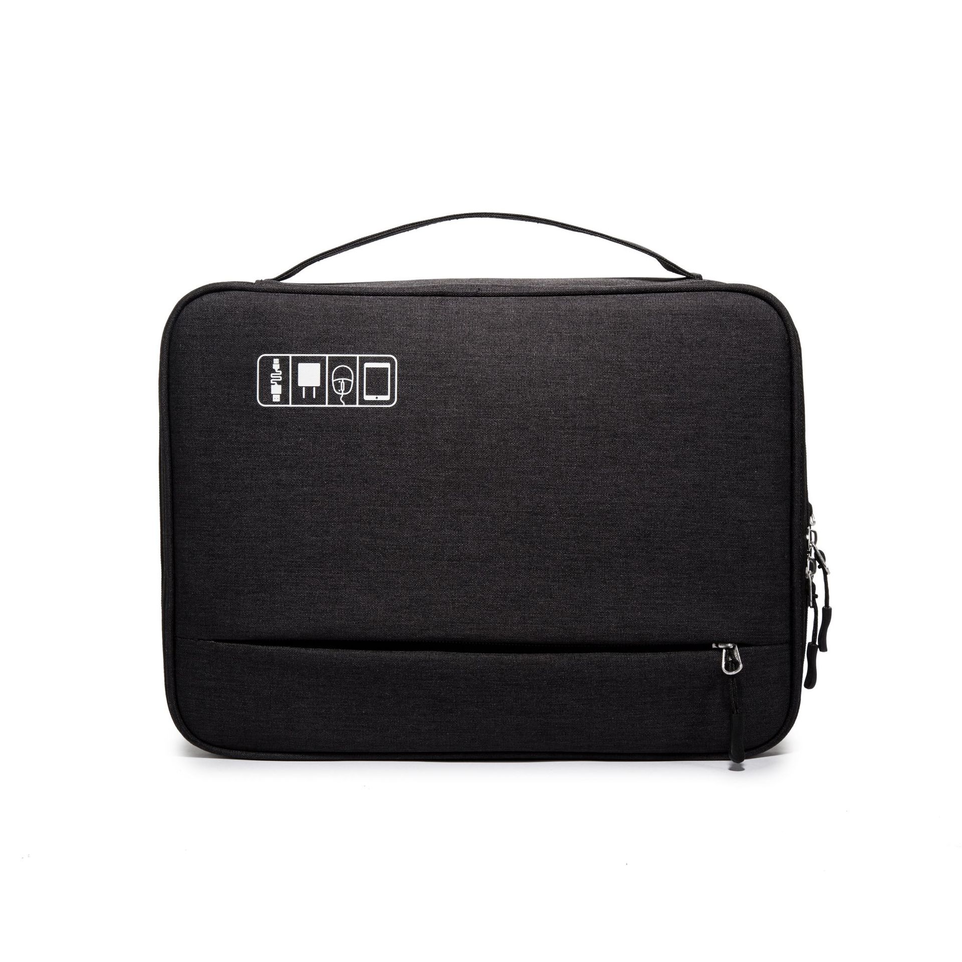Supplier image of a closed black organizer bag with a carrying handle